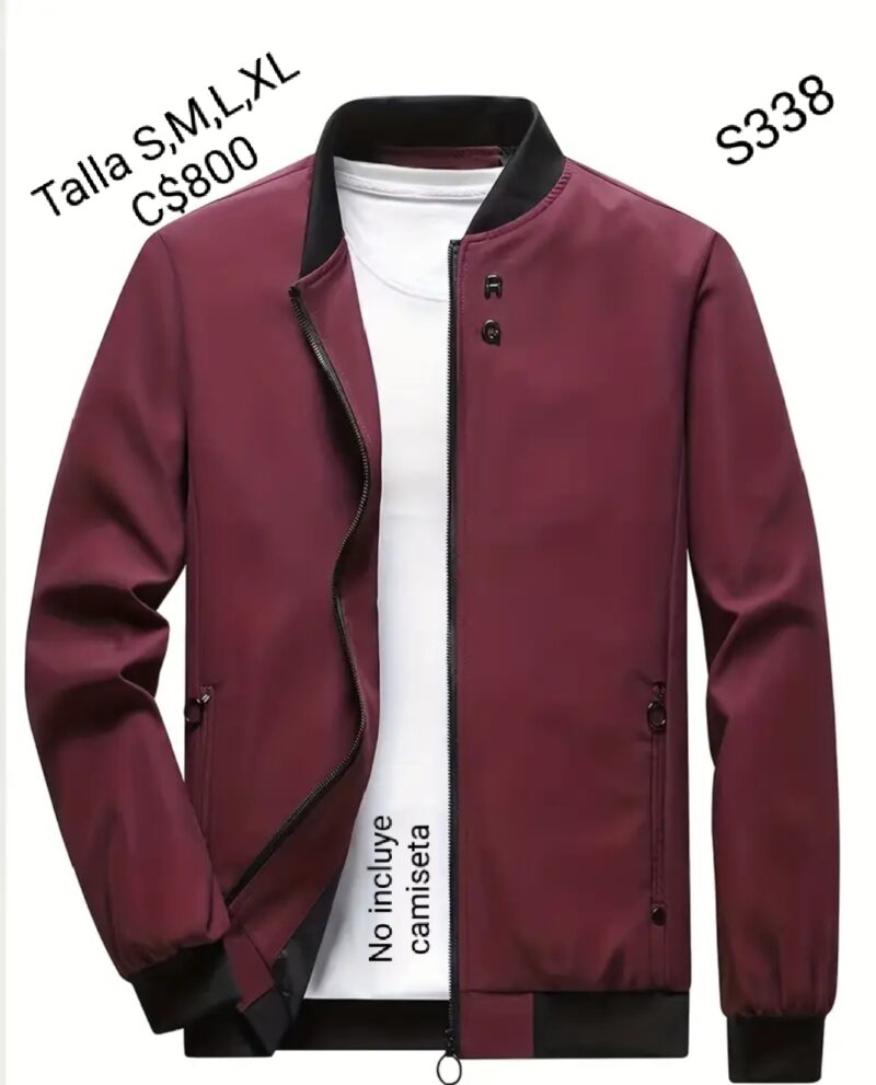 Chaqueta estilo impermeable color rojo frijol