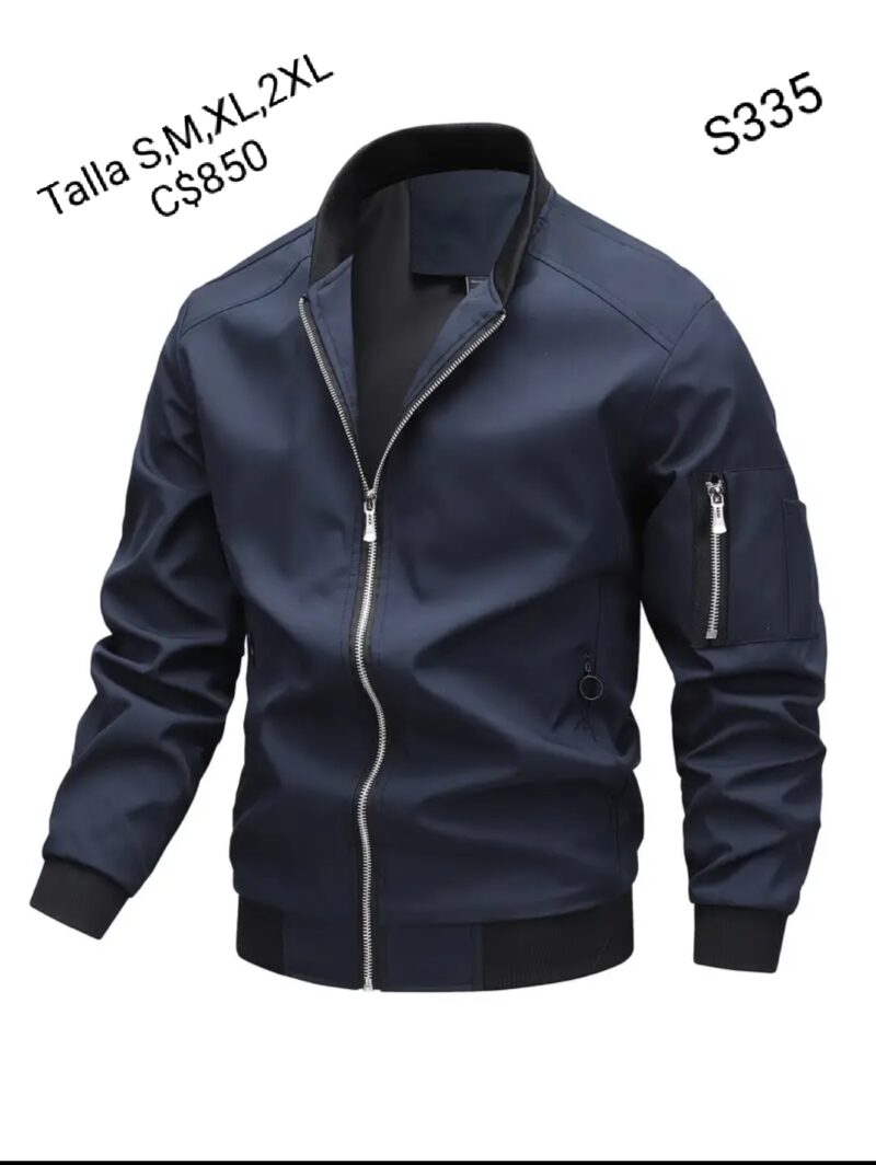 Chaqueta estilo impermeable para hombre color azul, bolsas con ziper