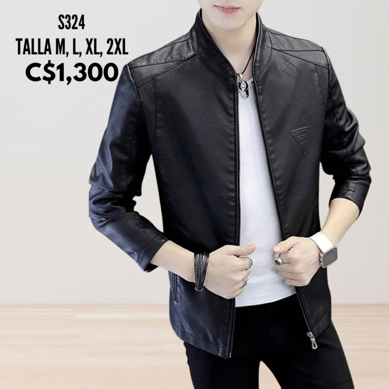 Chaqueta de cuero sintético.--S324