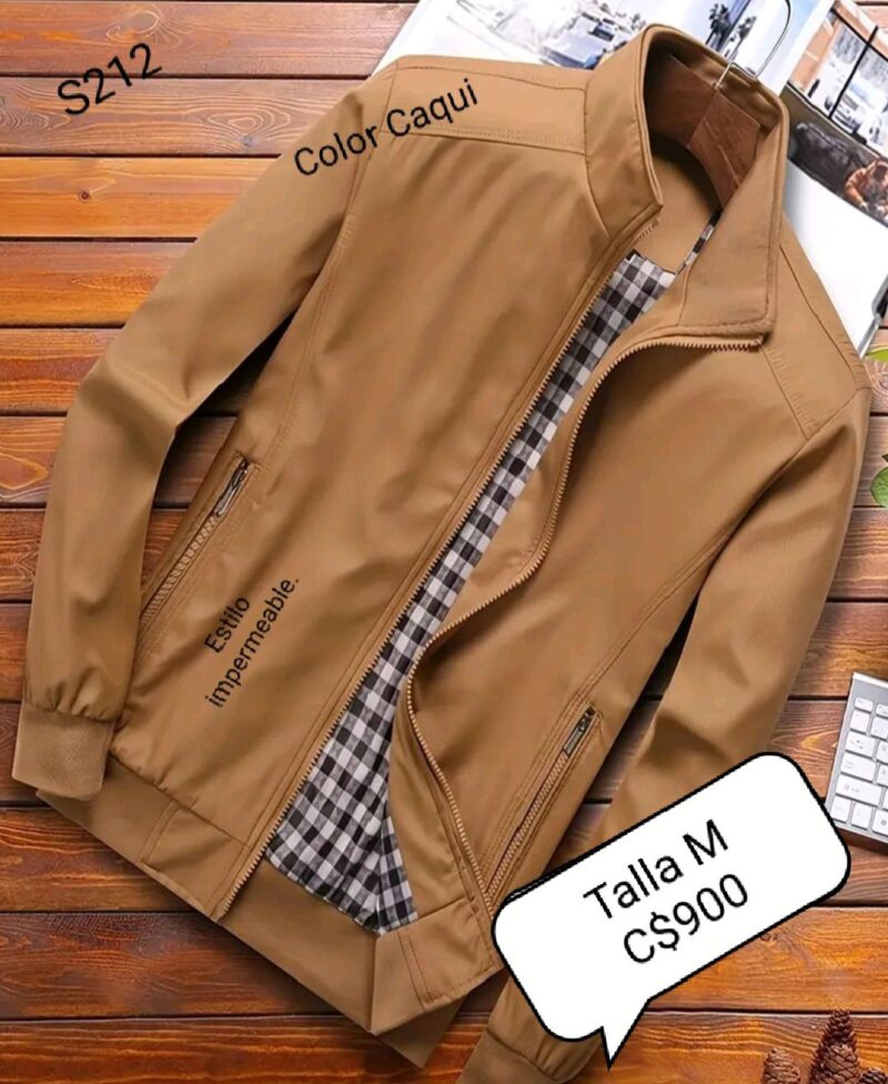Chaqueta color Caqui con fondo de cuadros para caballero
