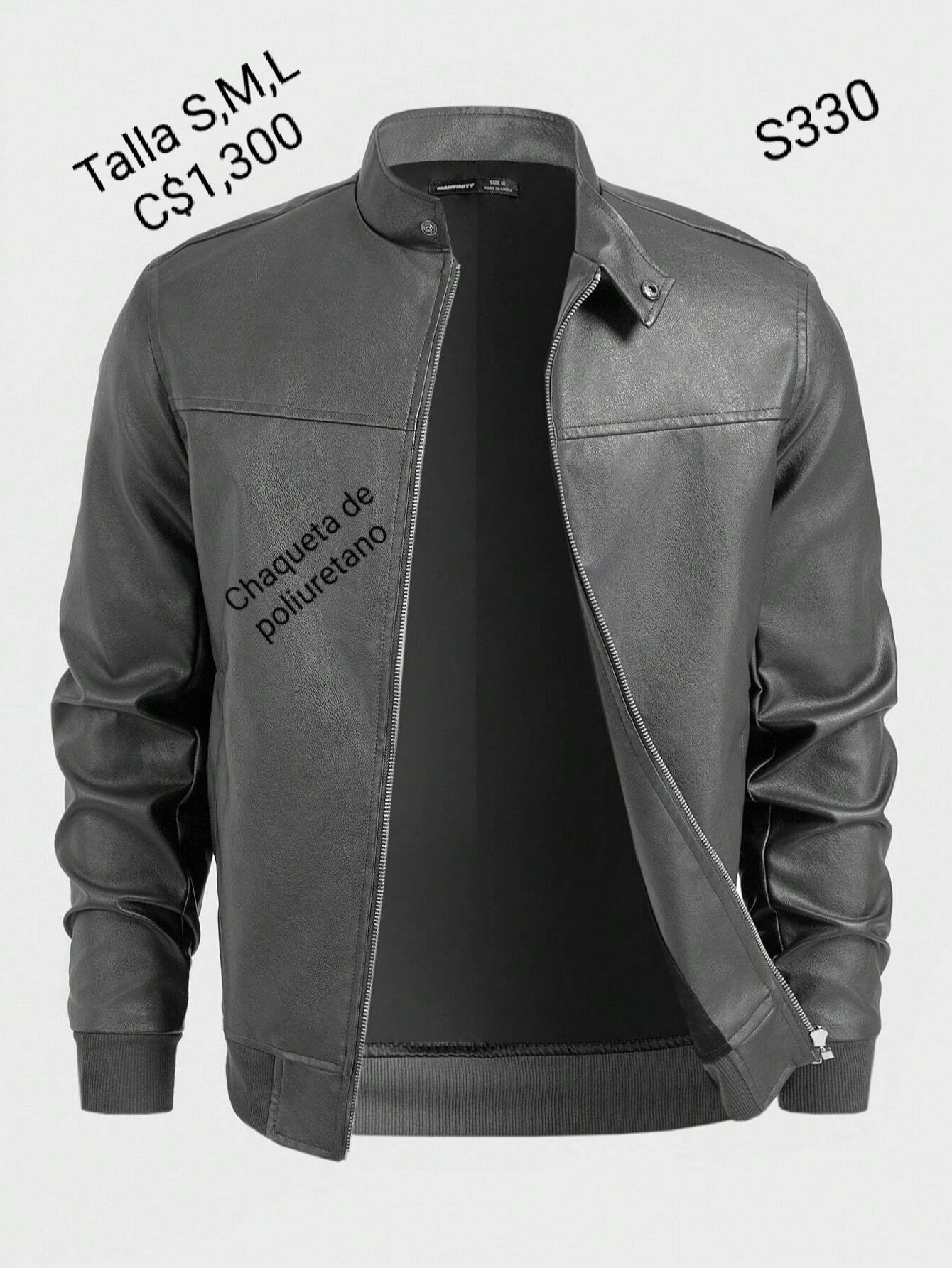 Chaqueta de poliuretano para caballero color gris