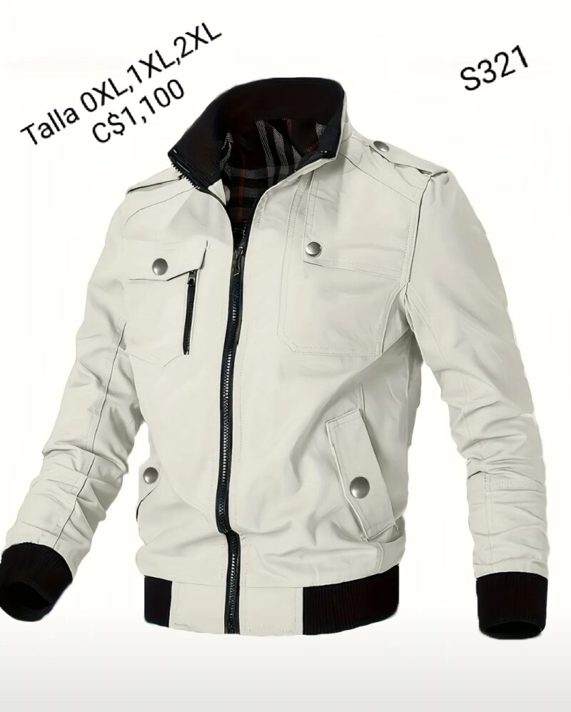 Chaqueta estilo impermeable color Caqui para caballero estilo cazadora