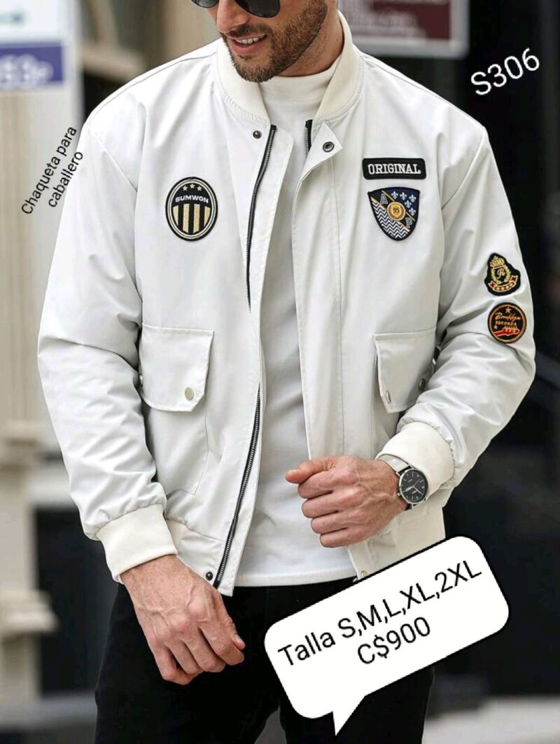 Chaqueta para caballero impermeable con parches