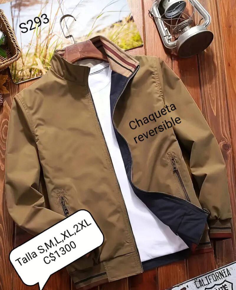 Chaqueta reversible azul y color Caqui para caballero