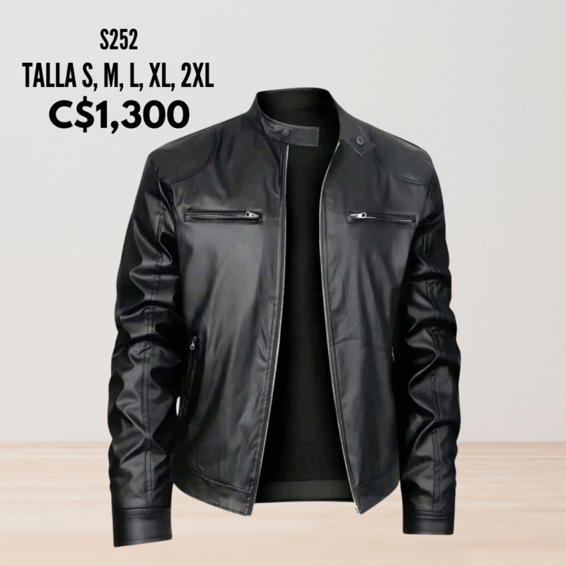 Chaqueta de cuero sintético para hombre.--S252