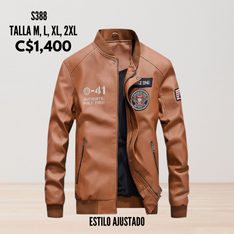 Chaqueta de cuero sintético.--S388
