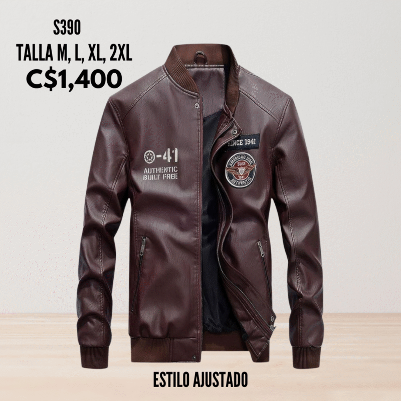 Chaqueta de cuero sintético.--S390
