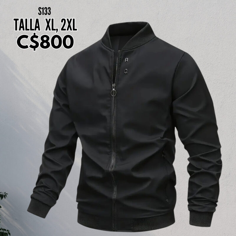 Chaqueta estilo impermeable negra--S133