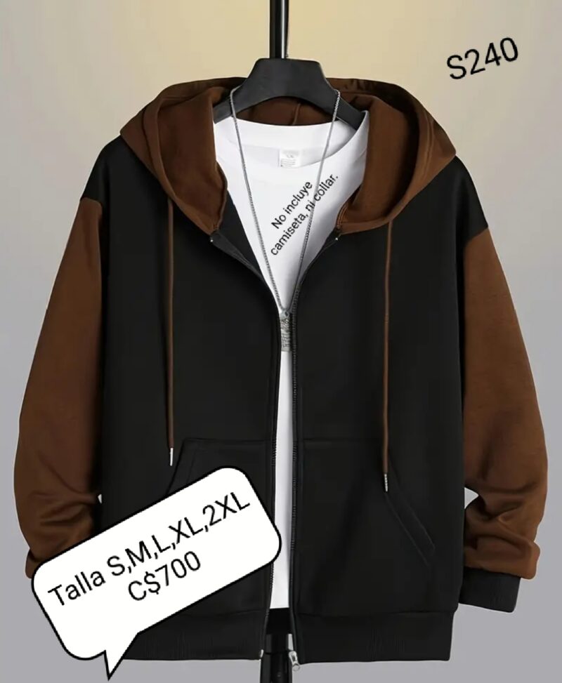 Sudadera negra con capucha café.--S240