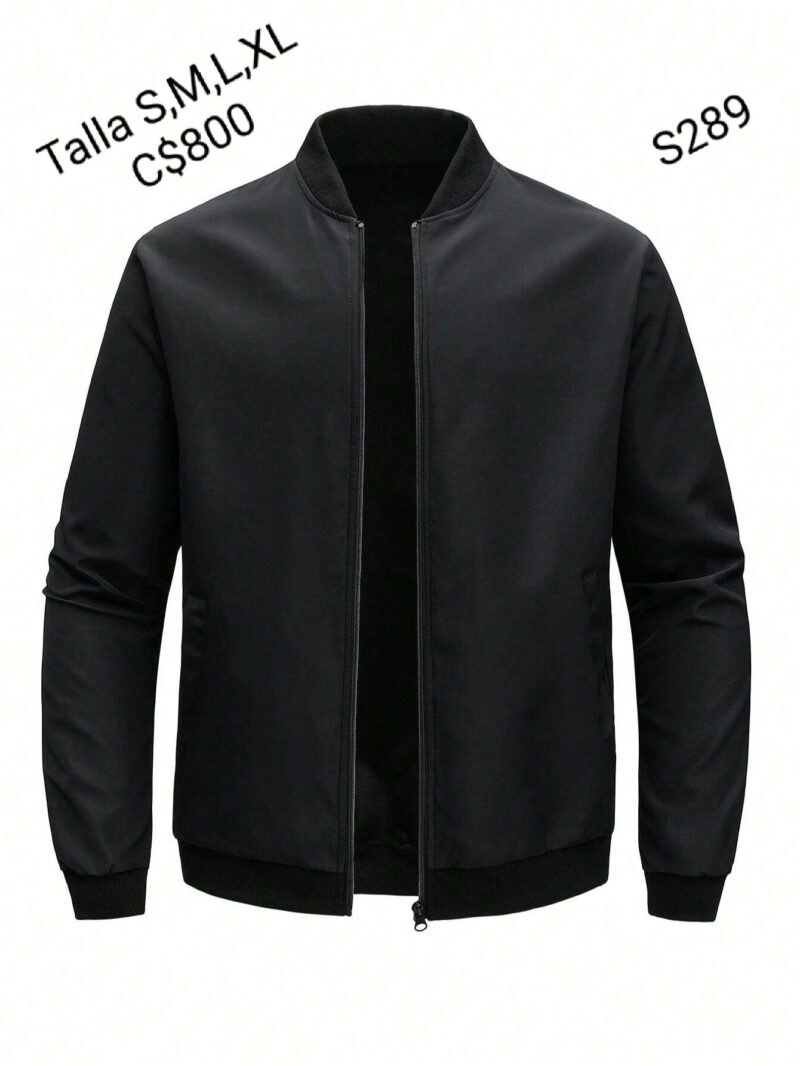 Chaqueta casual color negra lisa.--S289
