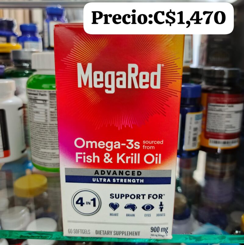Mega Red Omega-3, 4 en 1 de 900 miligramos