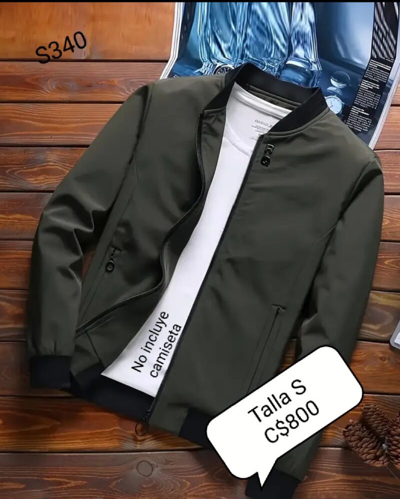 Chaqueta estilo impermeable para caballero verde olivo con letras RQ