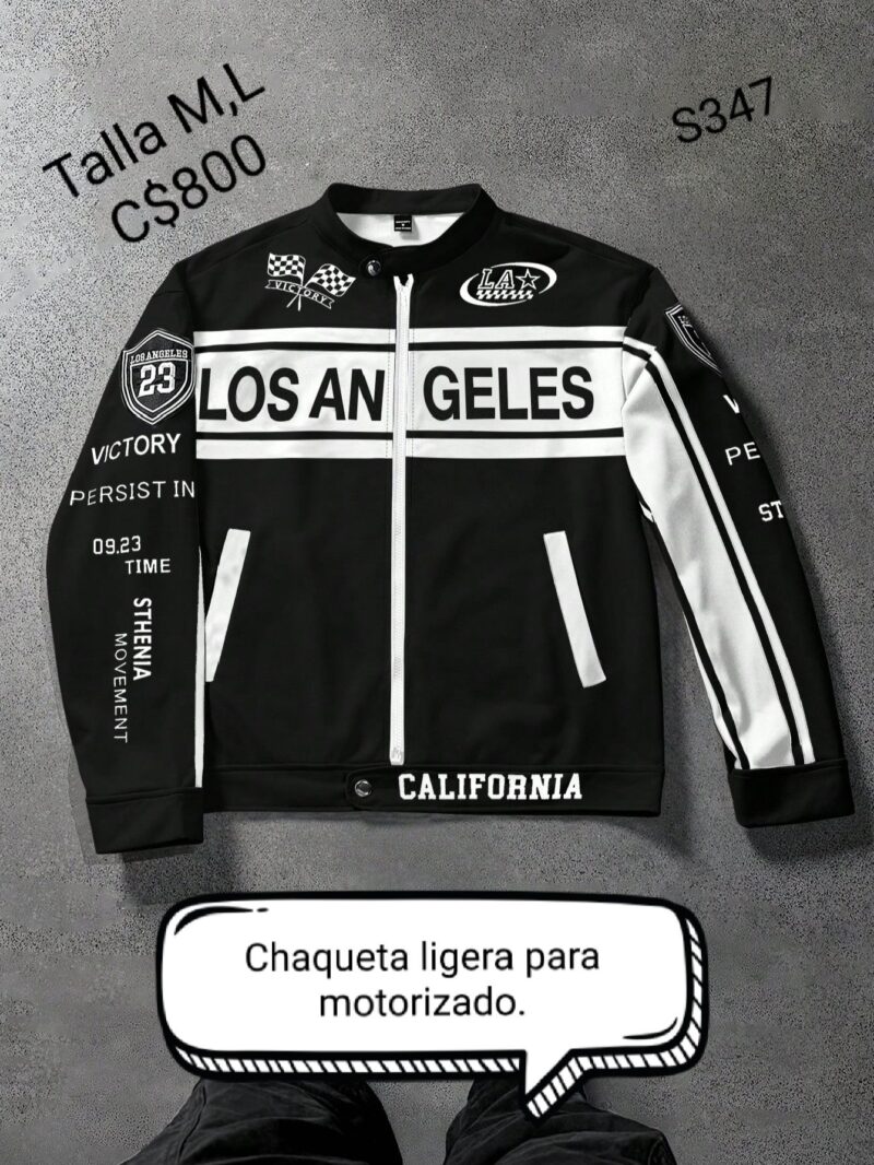 Chaqueta ligera para motorizado blanca con negra.--S347