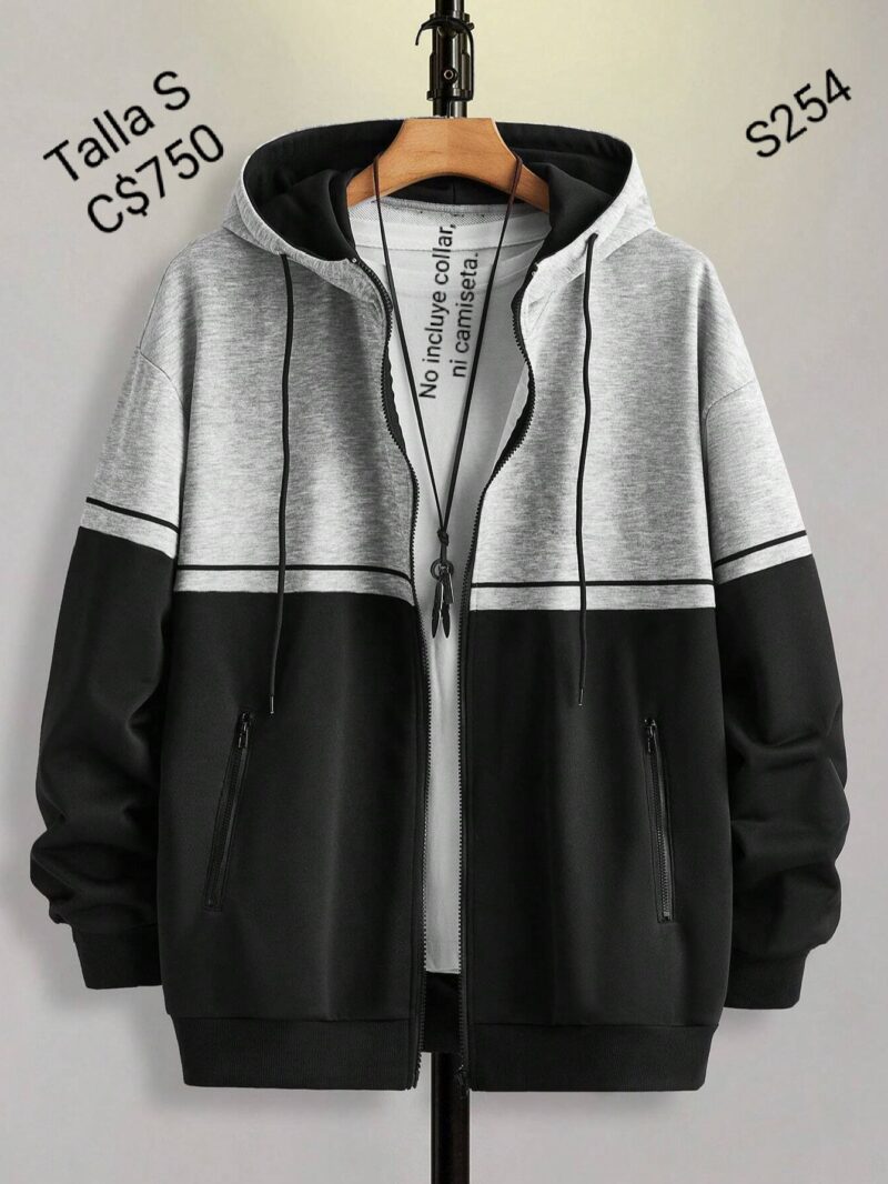Sudadera negra con gris con capucha