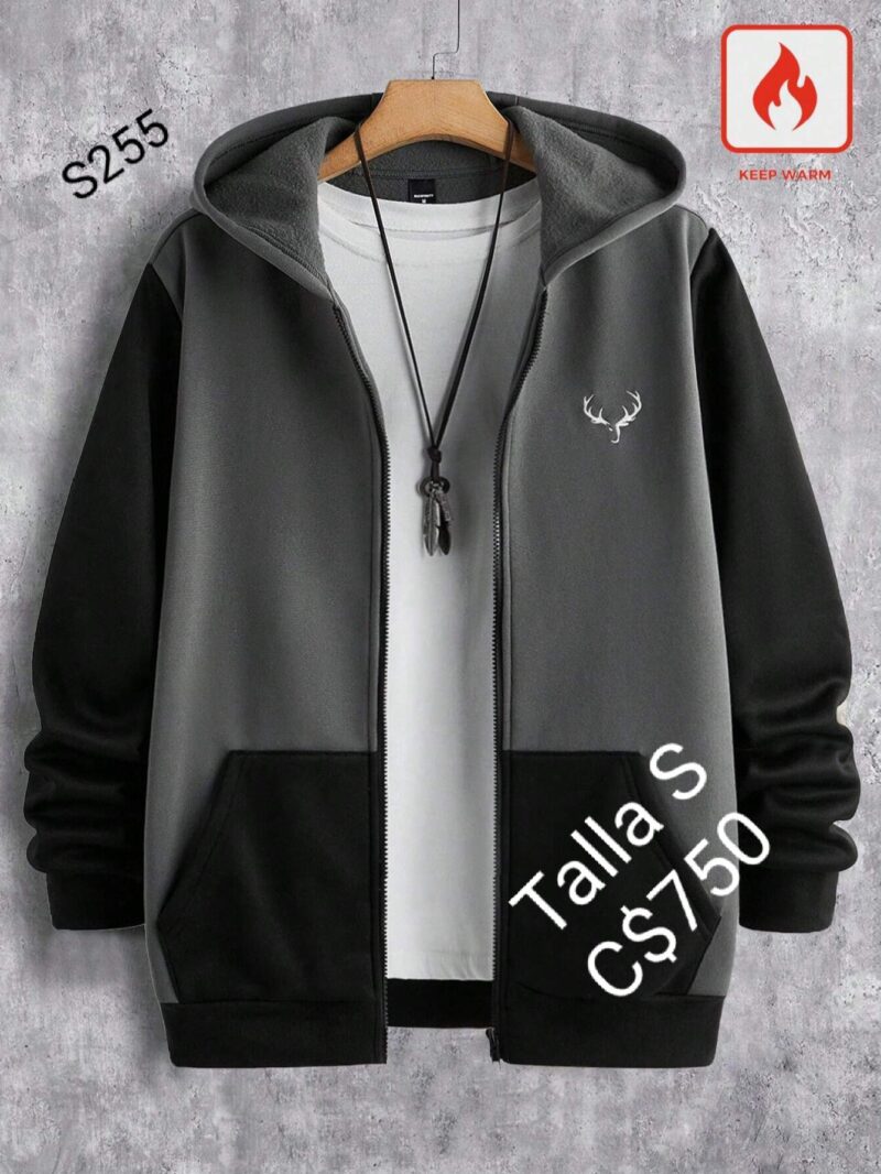 Sudadera con capucha color gris oscuro con negro