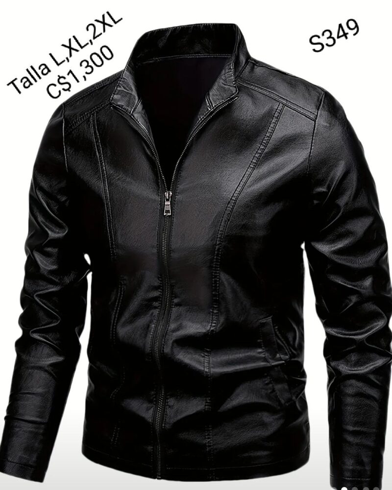 Chaqueta de cuero para caballero color negra - S349
