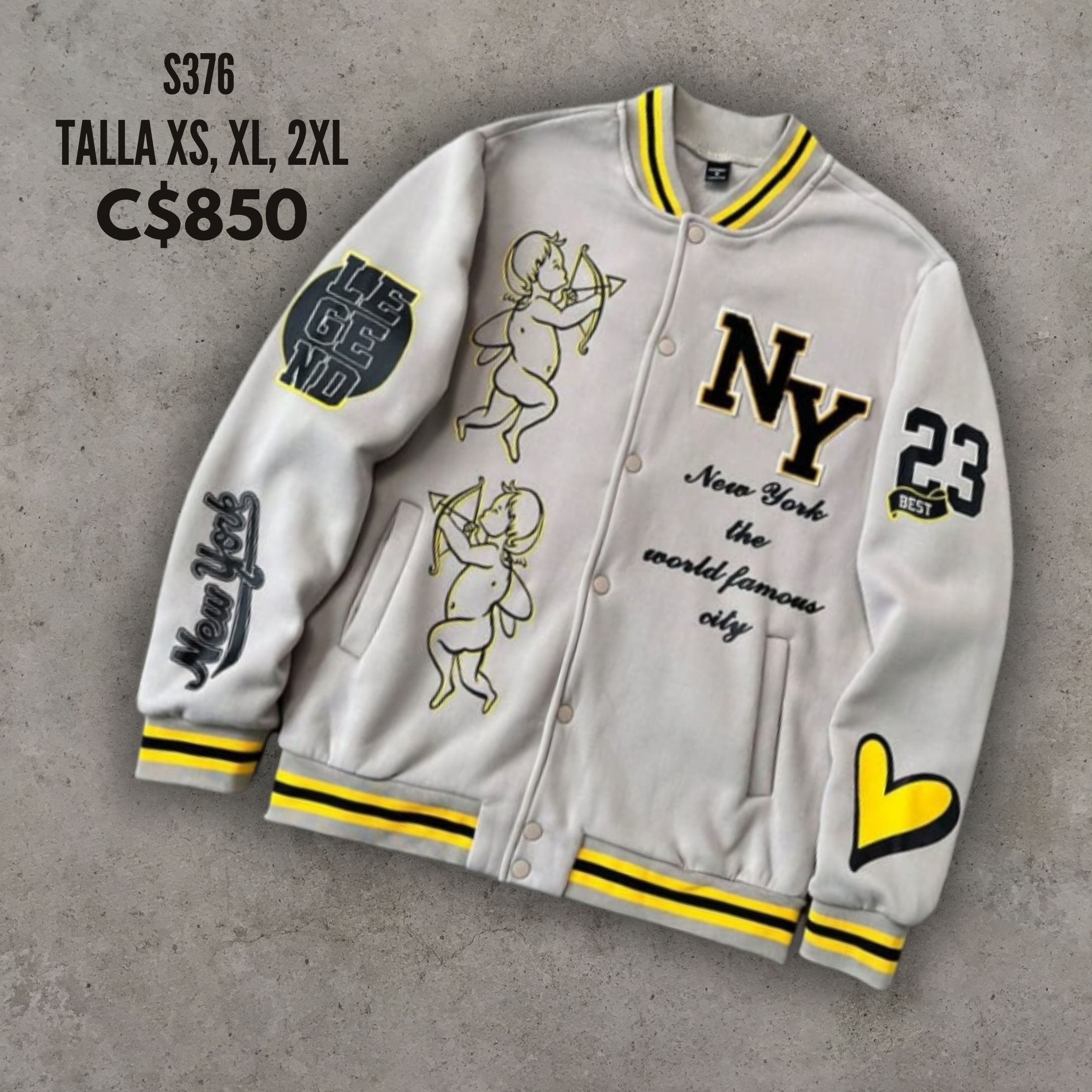 Chaqueta estilo universitaria.--S376