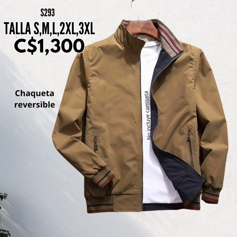 Chaqueta reversible azul y color Caqui para caballero