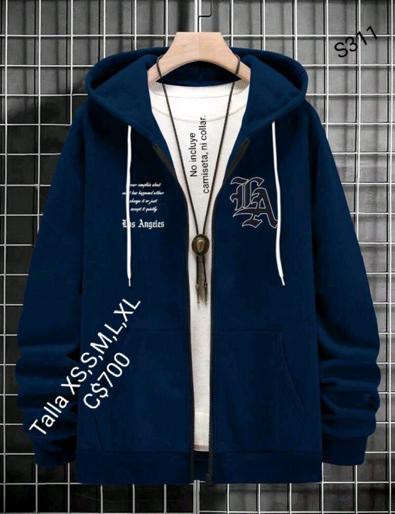 Sudadera con capucha color azul.--S311