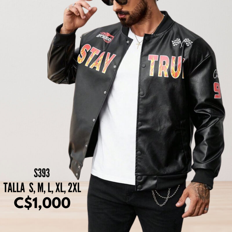 Chaqueta de cuero sintético.--S393