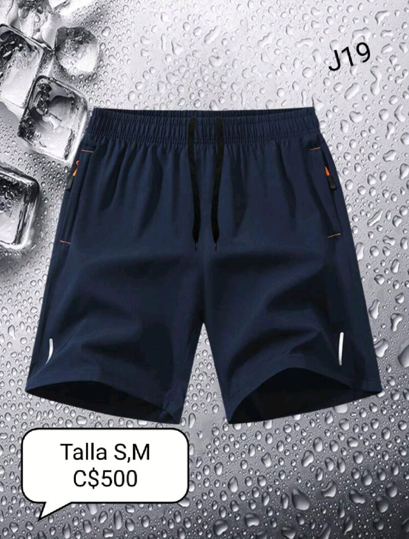 Short azul con bolsa laterales con ziper