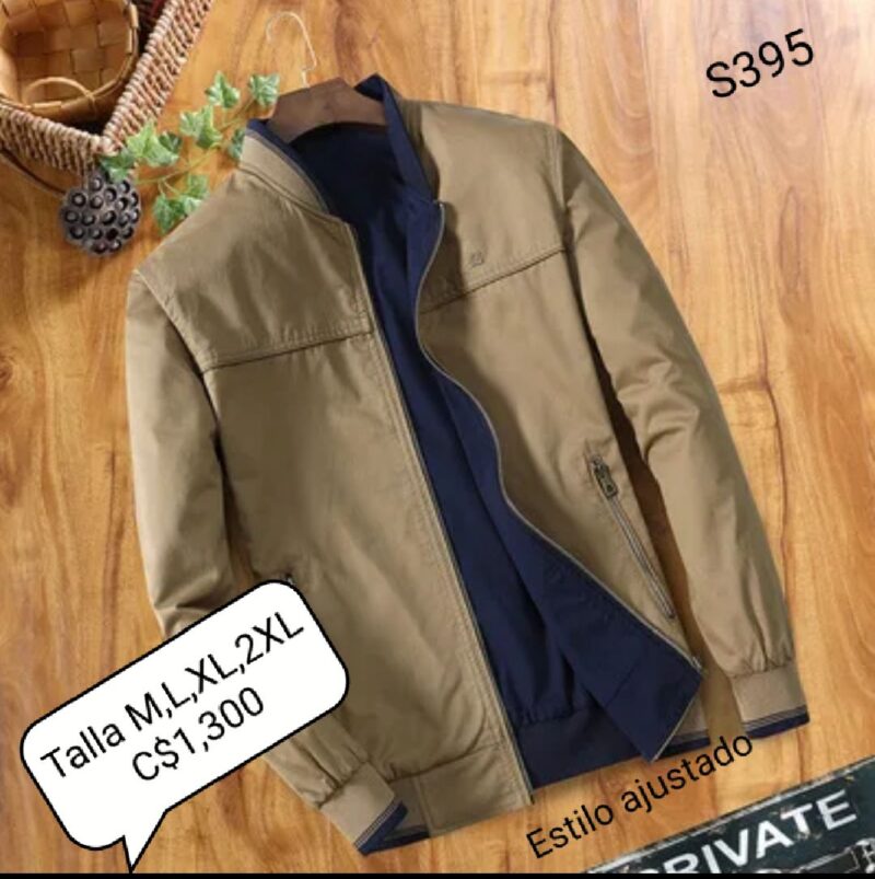 Chaqueta reversible color azul con caqui oscuro