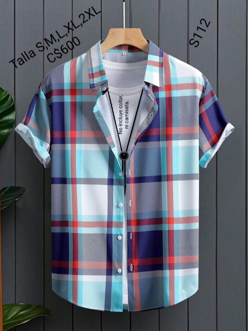 Camisa de vestir azul-celeste-blanco-rojo