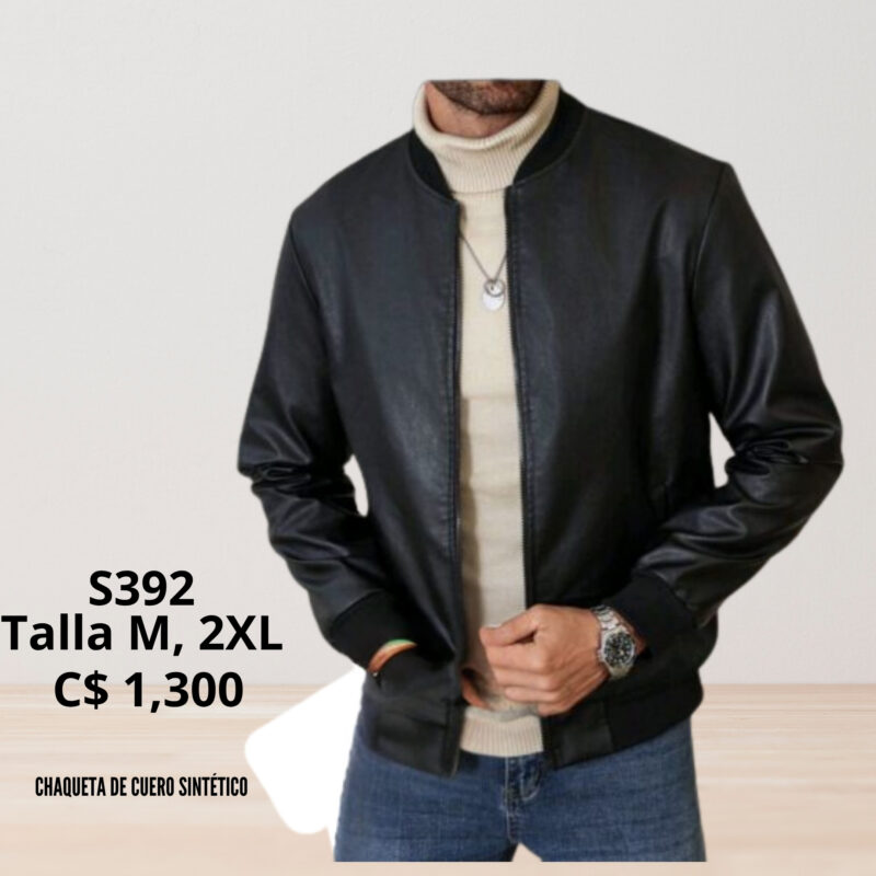 Chaqueta de cuero sintético.--S392