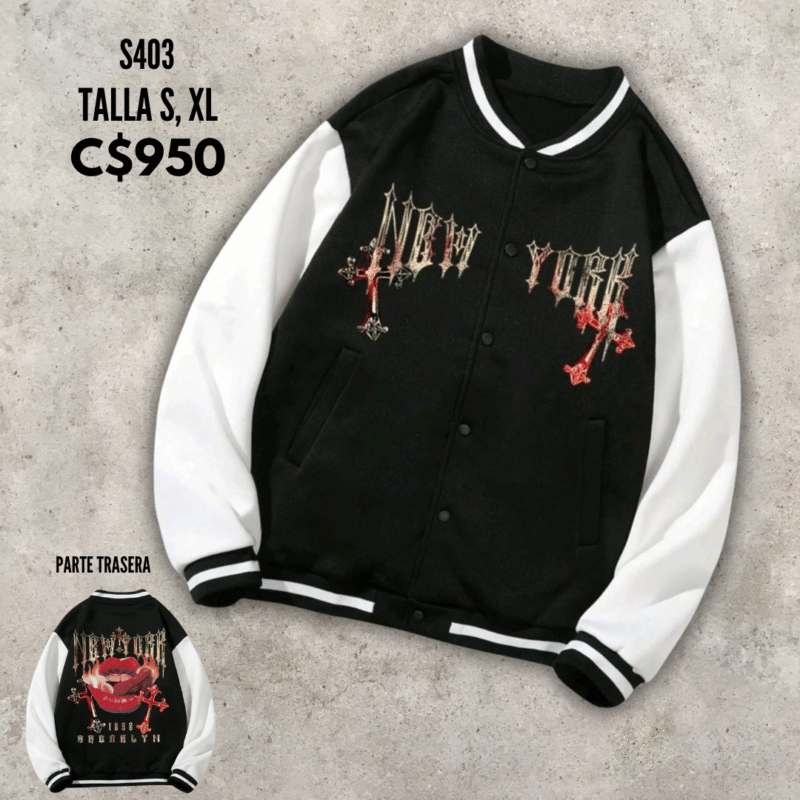 Chaqueta estilo universitaria.--S403
