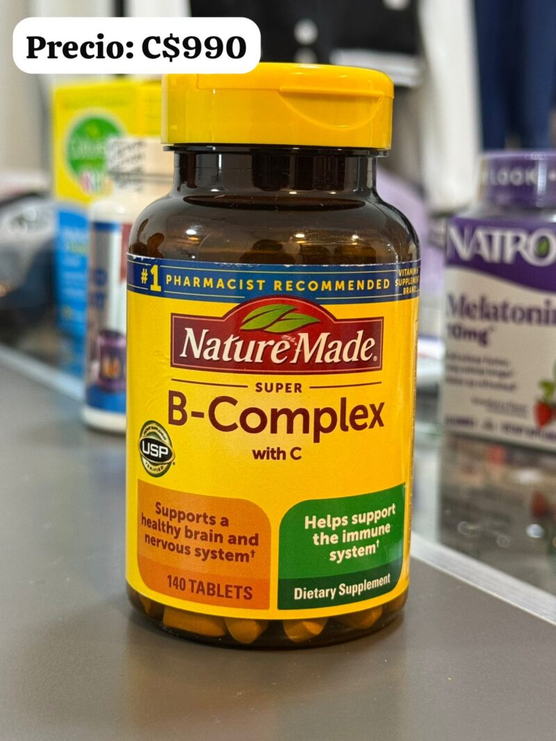 Super complejo B  con vitamina C. 140 tabletas.