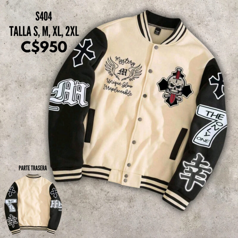 Chaqueta estilo universitario.--S404