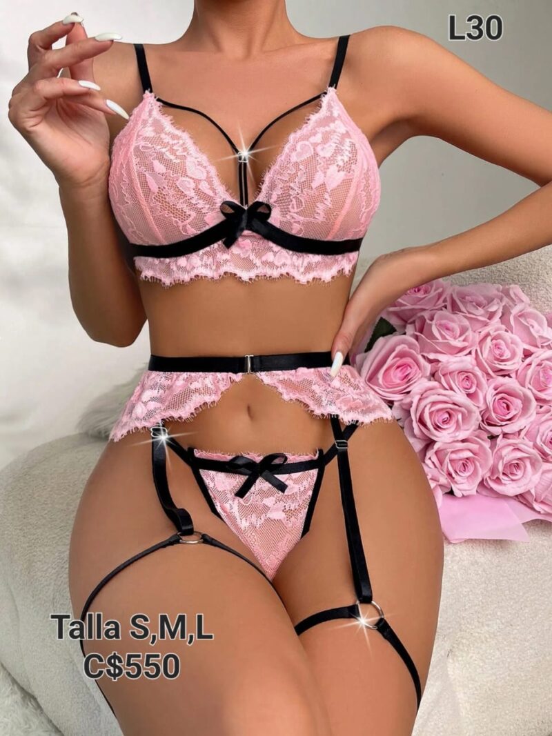 Lencería rosa con negro - L30