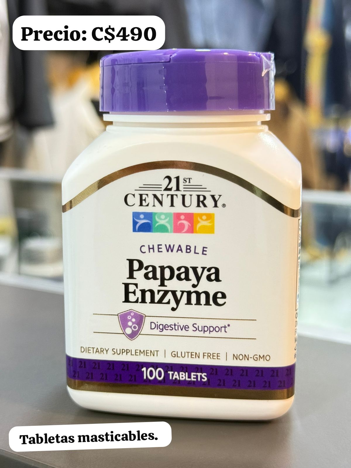 Enzyme papaya, tabletas masticables.