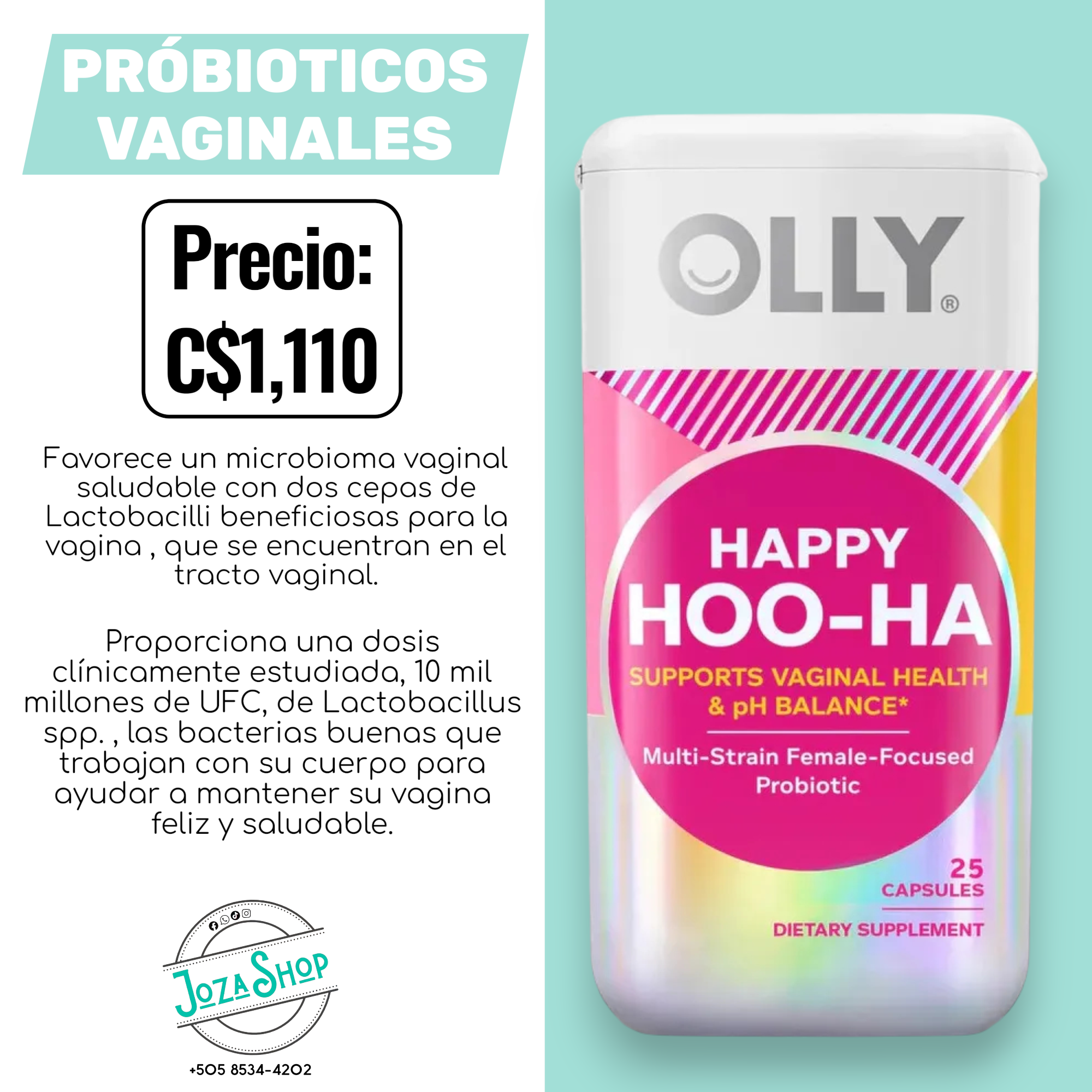 Olly Probióticos vaginales de múltiples cepas - Cápsulas