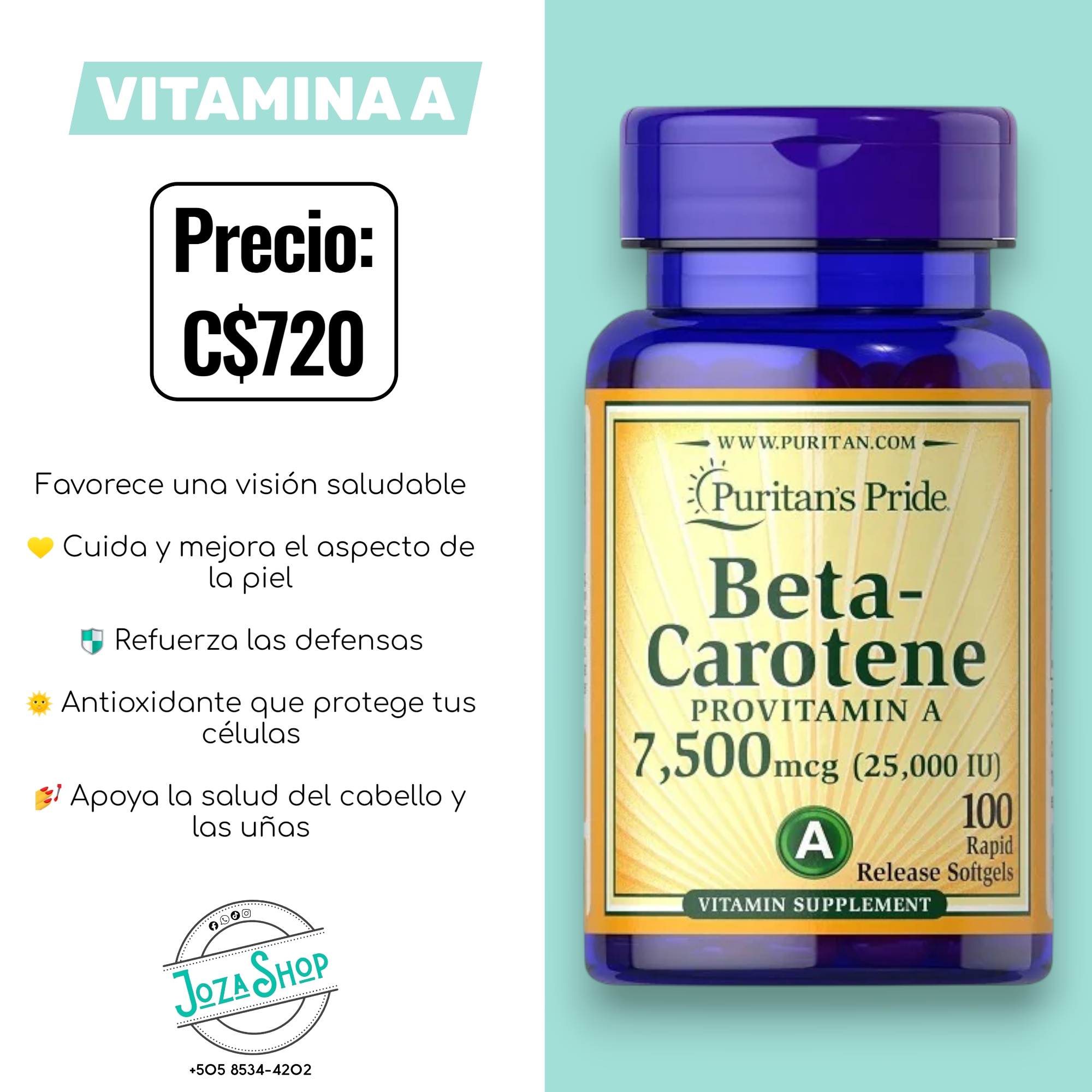 Vitamina A - Beta carotene 25,000 IU