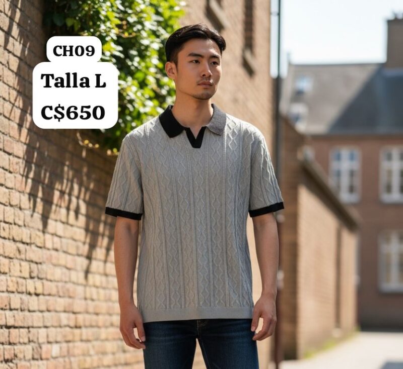 Camisa gris con cuello negro - CH09