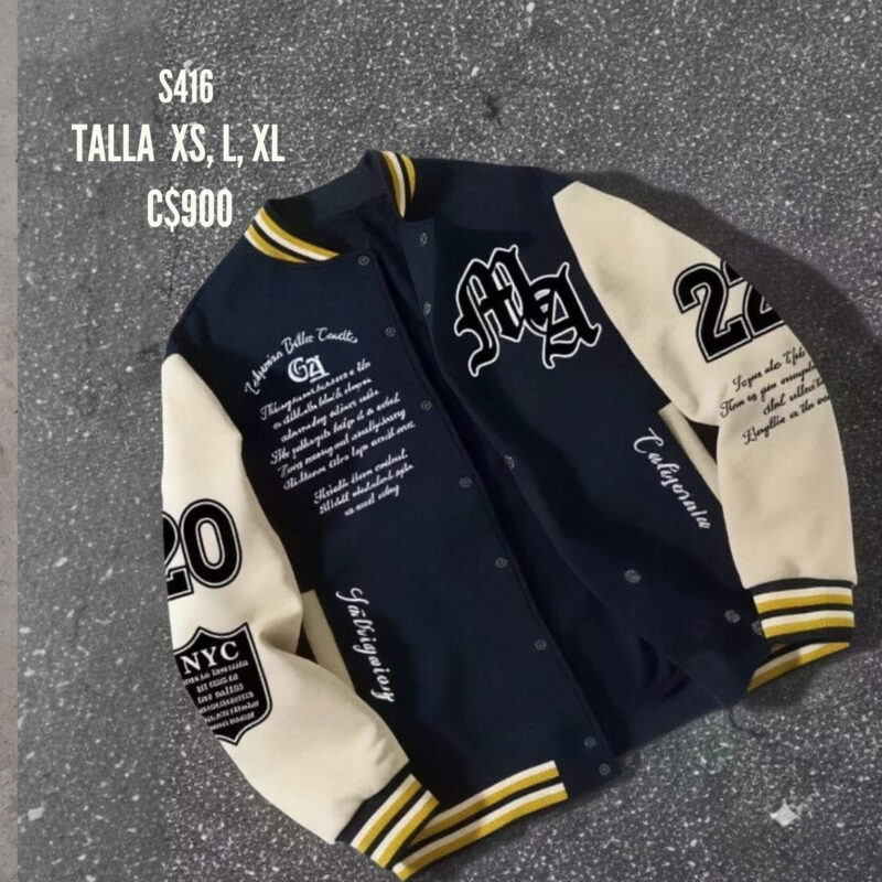 Chaqueta estilo universitario.--S416