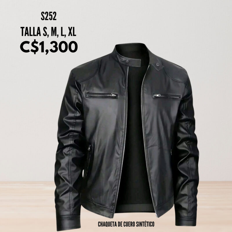 Chaqueta de cuero sintético para hombre.--S252