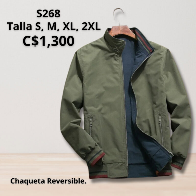 Chaqueta reversible azul y verde--S268