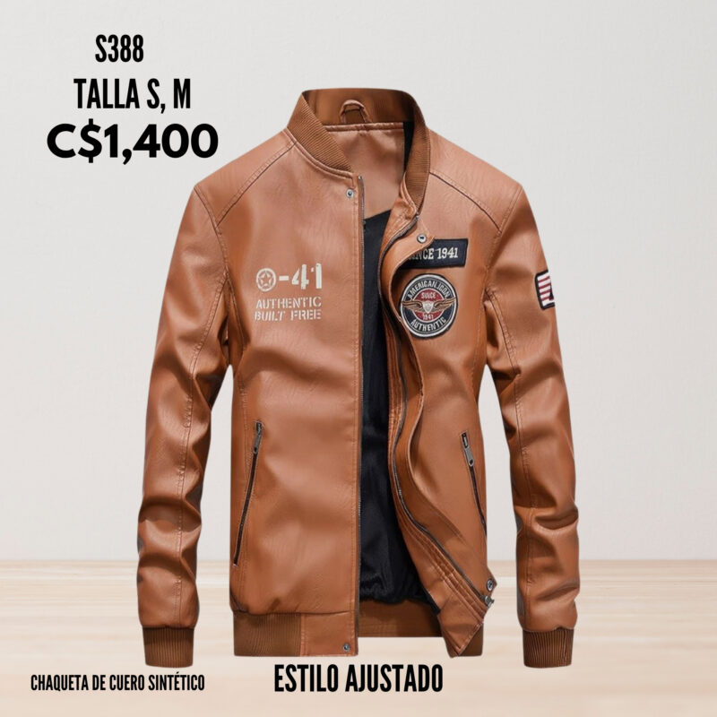 Chaqueta de cuero sintético.--S388