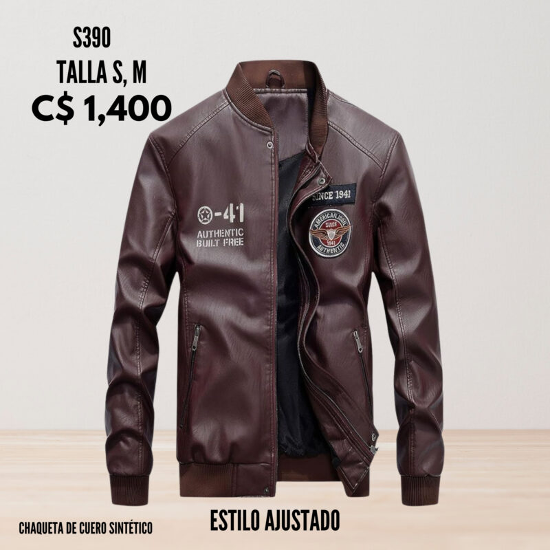 Chaqueta de cuero sintético.--S390