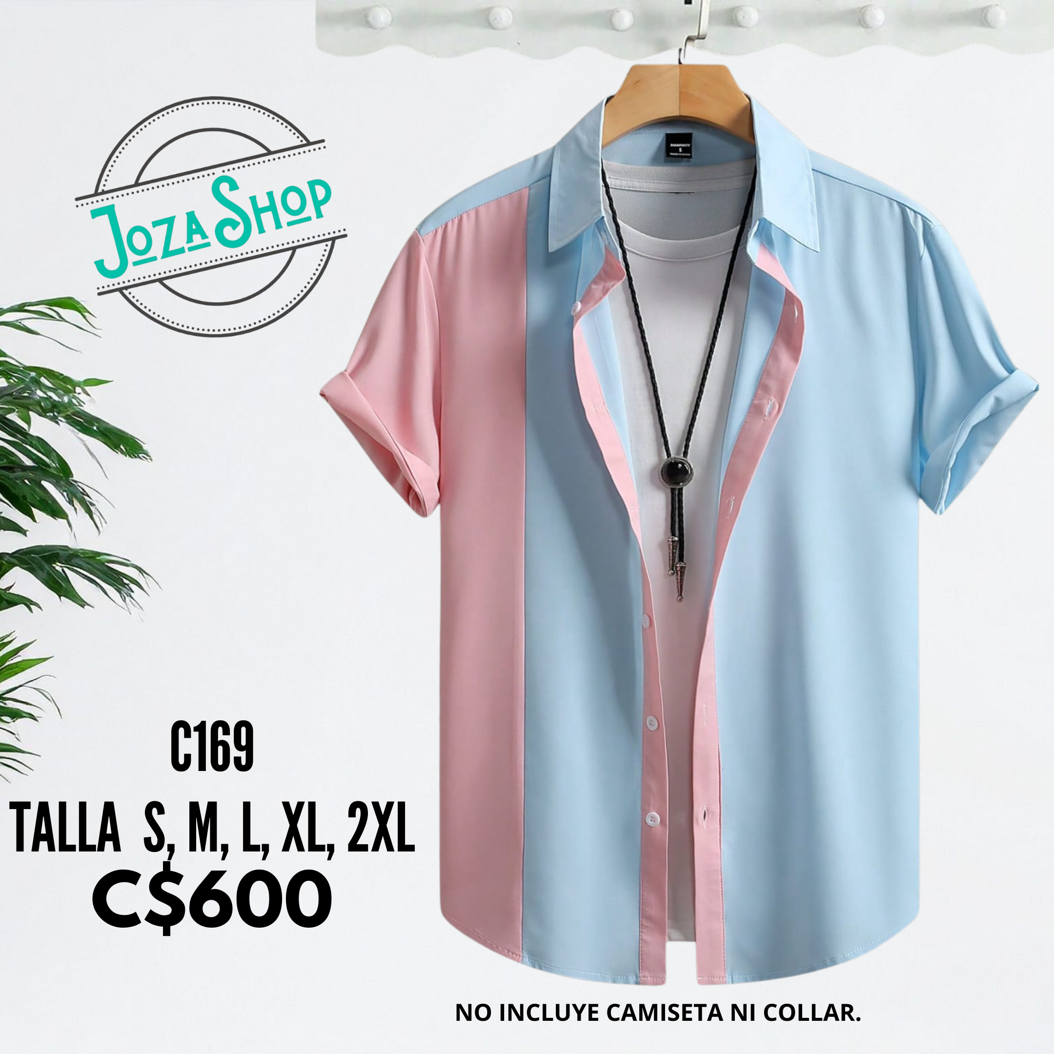 Camisa celeste y rosa - C169