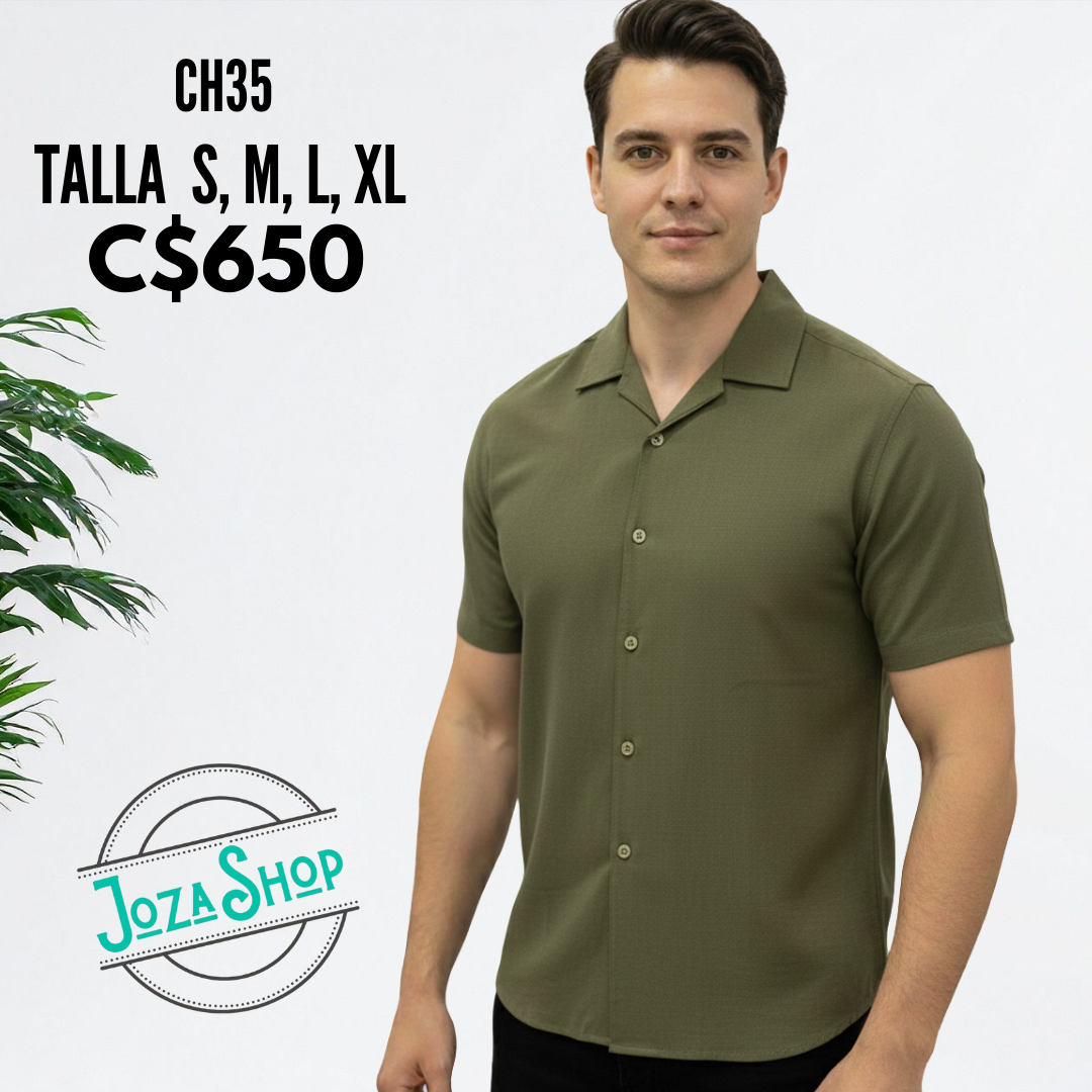 Camisa verde de cuello - CH35