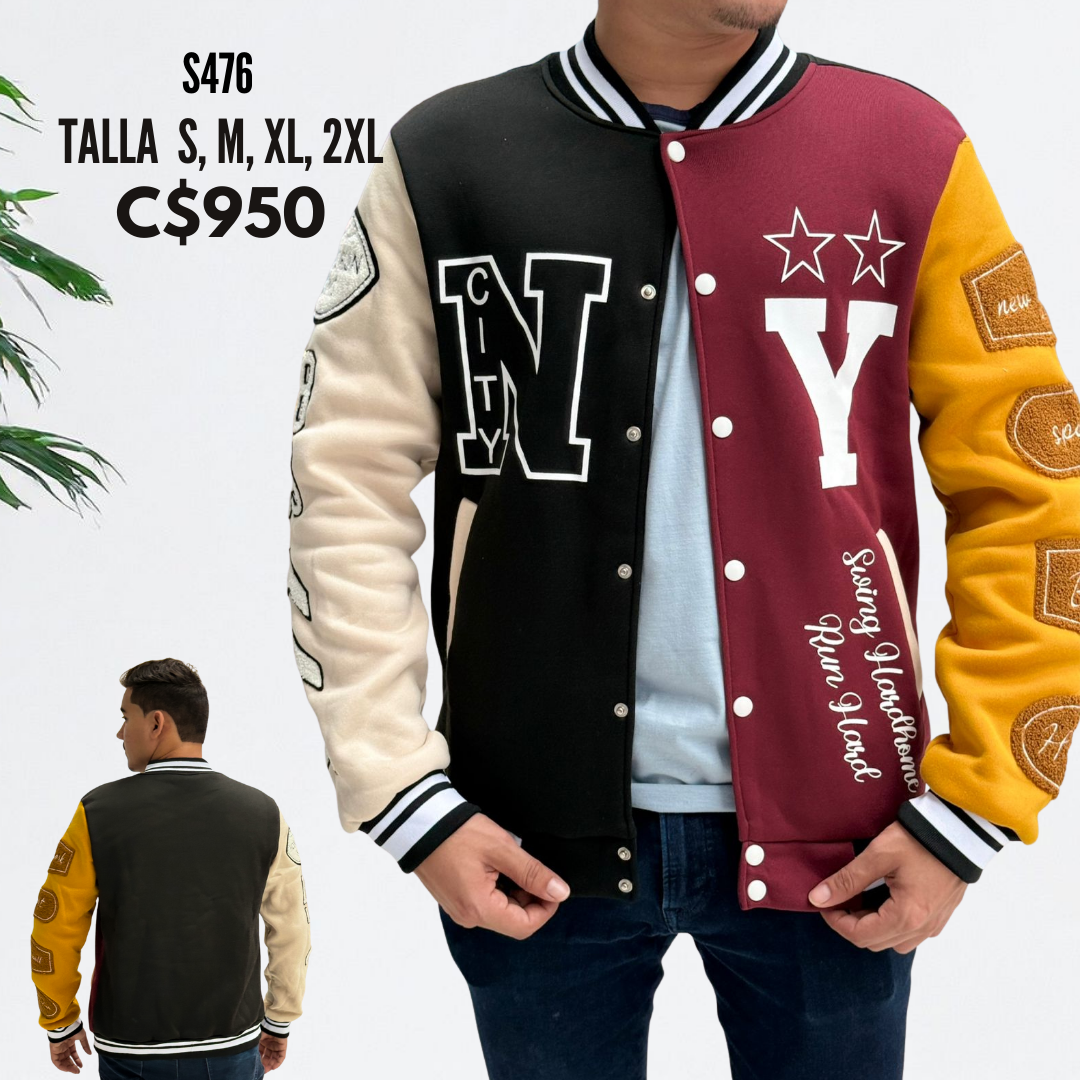 Chaqueta estilo universitaria.--S476