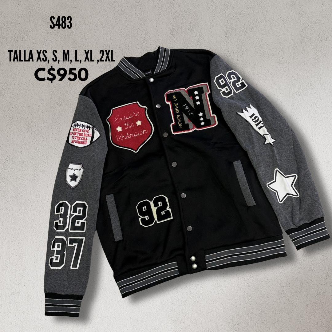 Chaqueta estilo universitaria.--S483