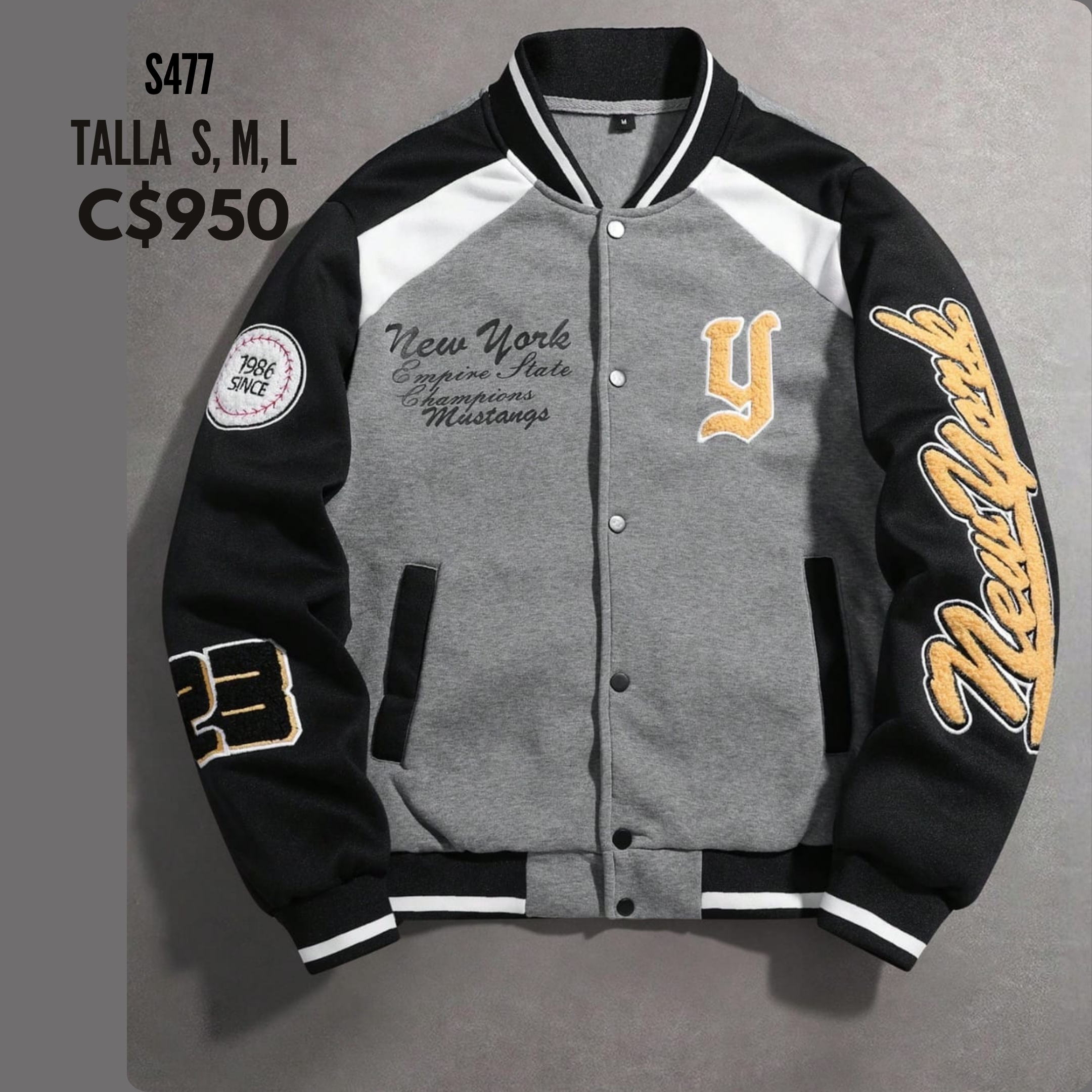 Chaqueta estilo universitaria,--S477